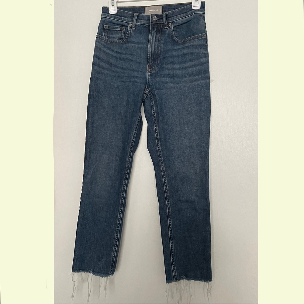 Everlane The High Rise Straight Raw Hem Denim Jeans
